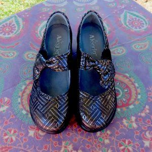 Alegria Black & Silver Closed Clogs